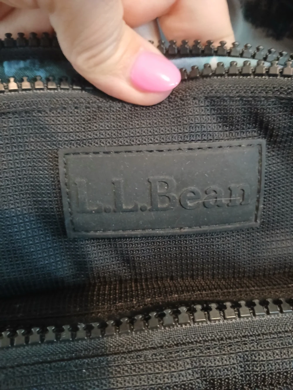 L.L.Bean Black Diaper Bag Backpack with Printed Interior Lining, Zip Closure